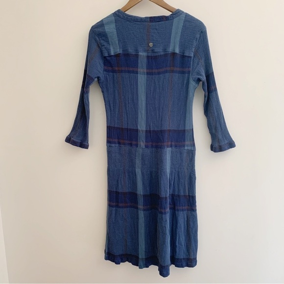 Prana Sugar Pine Plaid Gauze Dress Large Blue - Picture 4 of 6